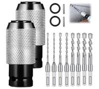 2Set Rotary Hammer Adapter with Impact Drill Bits Set,5PCS/Set Multi-Functional Electric Hammer to Drill Converter,Quick Release Adapters Converter for Drills Wrench,Boost Your Drilling (no Gloves)