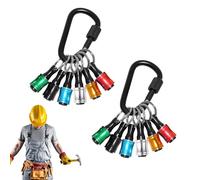 2SET Screwdriver Bits Holder Drill Bit Holder Aluminum Alloy Drill Bit Organizer Extension Bar Keychain Drill Screw Adapter Change 1/4 inch Hex Shank Bit Holder Keychain with Black Carabiner