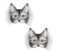 2set Therian Cat Mask Kit, Tiermaske mit realistischem Druck und Gummizug, Blank Foxcat Mask with Realistic and Eye Mesh,DIY Therian Maskmaking Kit,ideal für Tier Faschingskostüme zum Karneval (White)