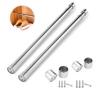 2set Wardrobe Pole and Fittings 56-100cm Extendable Poles for Hanging Clothes Stainless Steel Telescopic Wardrobe Rail Heavy Duty Rust Resistant Hanging Clothes Rail for Bedroom Shower Balcony Windows
