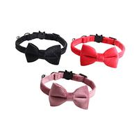 2sets 3pcs Bow Decorative Cat Collar Comfortable Pet Collars with Buckle Lightweight and Durable Present for Cat Lovers 3pcs*2