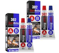 2Sets All Purpose Magic Repair Glue 302,Metal Repair Glue A&B,Magic Welding Glue Industrial Heat Resistance Cold Weld Metal Repair Paste AB Glue for Quick Fixes