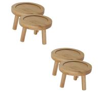 2sets Bamboo Flowerpot Saucer Plant Drainage Tray for Succulent Pots Durable and Easy to Clean for Indoor Gardening and Home Decoration 2pcs*2