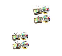 2sets Creative Tv Shaped Brooch Pins for Women Delicate Costume Props Fun Decoration for Parties and Banquets Unique Channels Design Great for Friends 4pcs*2