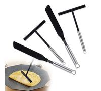 2Sets Crepe Spreader Spatula Kit - 4Pcs Total, Non-Stick Nylon Pancake Tools with Stainless Steel Handles, Non-Scratch for Home Use, Multipurpose for Breakfast, Thin/Egg/Corn Pancakes (Black)
