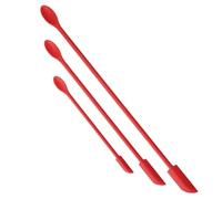 2Sets Double Head Mini Silicone Spatula for Thin Jar Makeup Butter Cake Lengthen Cream Jam Scraper Set for Kitchen Cooking and Baking(Red)