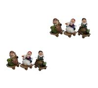 2sets Garden Gnome Ornament Adorable Miniature Gnomes for Outdoor Decor Naughty Resin Dwarf Figurines for Garden Patio Desk and Home Decoration 3pcs*2