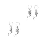 2sets Keychains Mermaid Dolphin Alloy Key Rings Creative Key Holder Ornaments for Backpack Handbag Wallet Durable Everyday Use Pendant Decor 2pcs*2