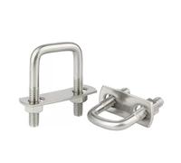 2sets M6/M8 304 Stainless Steel Square Clamp U Bolt Right Angle U Screw U Clamp Nuts Plate Baffles U Bolt for Pipe Fixing(M8x85x70)