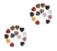 2sets Natural Crystal Heart Stones Mixed Style Meditation Gemstones for Home Decor Polished Healing Crystals for Worry and Blessing for Housewarming and Holidays 15pcs*2