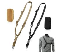 2Sets of Rifle Sling, Quick Release Gun Slings with Alloy Hook and Shoulder Pad, Adjustable Traditional Single Point Sling for Shotgun, Camera and Outdoor Sports (Black, Khaki, F)