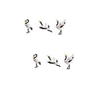 2sets Simulated Red-crowned Crane Garden Crane Tank Crane Bird Statues Crane Bird Statue Small Plant Hanger Bonsai Figurines Miniature Garden Figurines Heron Resin White 3pcs*2