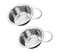 2Sets Stainless Steel Pet Feeding Bowls with Hanging Bracket Durable Pet Food and Water Bowls for Crates Cages and Fences Practical for Feeding Dogs and Pets