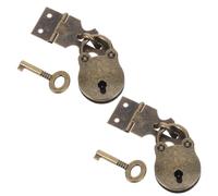 2sets Vintage Iron Hasp Clasp Lock with Keys for Wine Box | Flower Edge Detail, Bear Shaped Mini Latch, Thin Panel Fit, DIY Friendly for Crafters and Woodworkers