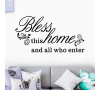 2sheet Family Wall Stickers for Living Room- Inspirational Home Quotes Vinyl Art Wall Decals -Removable Art Decor for Kitchen Dining Room Bedroom Bathroom Apartment - Bless This Home (Color:#3)