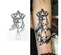 2sheets Black And White Herbal Flower Arm Juice Semi-Permanent Male Waterproof Long-Lasting Non-Reflective Simulation Large Pattern