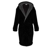 2SwordS Men's Designer Dressing Gown Robe Big Tall Fleece Hooded BLACK 7XL