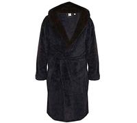 2SwordS Men's Designer Dressing Gown Robe Big Tall Fleece Hooded Navy 7XL