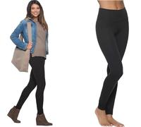 2SwordS Women's Sueded Leggings Multipack High to Mid Rise Waistband Support Gym and Yoga Pants Comfortable Daily Wear - UK Size M Black 1 Pack