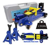 2T 4000lbs Floor Jack Car Trolley Jack Hydraulic Jack Quick Lift Jack Heavy Duty Portable Stable with Storage Case with 2pcs Axle Stands 3 Ton