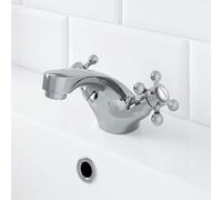 2TAPB048A Traditional Mono Basin Mixer Tap - Brass Cross Head, Chrome Finish, Ceramic Disc, 10-Year Guarantee
