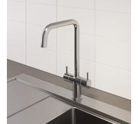 2TAPK026A Modern Mono Kitchen Sink Mixer Tap - Twin Lever, Swivel Chrome Finish, Ceramic Disc, Brass Body