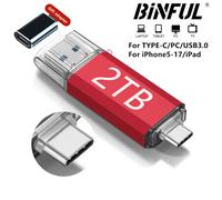 2TB OTG USB Flash Drive USB 3.0 Type C For iPhone ipad 1TB 512GB 256G Pendrive Samsung Huawei Xiaomi Android Laptop Memory Stick black