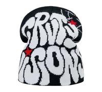 2THESTARS Y2K Beanie Hat for Men & Women Trendy Soft Stretchable Winter Cap, Gothic Spider Web Design Cold Weather Accessory, Black, One size