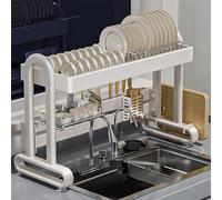 2Tier/3Tier Stainless Steel Over Sink Dish Drying Rack with Utensil HolderSpaceSaving Kitchen Drain Rack for Efficient Dish Storage and Quick Drying