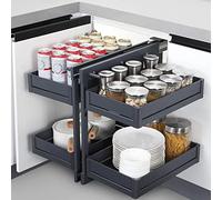 2Tier Blind Corner PullOut 4Shelf Extendable Cabinet Sto Solut for Kitchen & BathroomMaximize Space & Accessibili