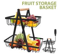 2Tier Fruit Storage Basket Countertop Kitchen Bread Vegetable