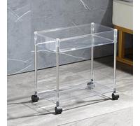 2Tier Kitchen Storage Trolley with Wheels Acrylic Rolling Cart for Bathroom & Utility nization Easy Assembly White Shelves Unit for Home & Office
