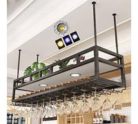 2Tier Metal Wine Bottle Rack with LED Neon LightVintage Hanging Wine Glass Holder for Home & Restaurant DecorStylish Wine Storage Display Support