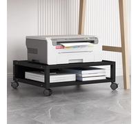 2Tier Mobile Printer Stand with Lockable Wheels HeavyDuty Rolling Printer Cart Industrial Office Shelf for Small Spaces Compact UnderDesk Printer Table (Black H7.8/20cm)