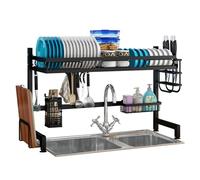 2Tier Over Sink Dish RackLarge Stainless Steel Drying Rack for Plates Glasses Bowls & CutleryCompact Kitchen Countertop Dish Drainer