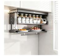 2Tier PullOut Spice Rack Organizer WallMounted Kitchen Seasoning Shelf Multifunction Food Storage with Hooks for Sugar Salt Pepper and OilPerfect Under Cabinet Solution