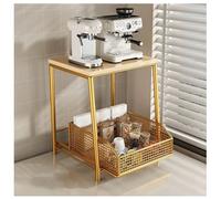 2Tier Rolling Coffee Machine & Microwave CartSliding Drawer Storage Rack for Kitchen & Office Countertop Organizer with Stylish Floor Holder for Appliances