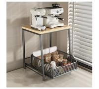 2Tier Rolling Microwave CartCoffee Machine Organizer Rack with Sliding Drawer Stylish Kitchen & Office Storage Solution SpaceSaving Countertop Holder for Appliances