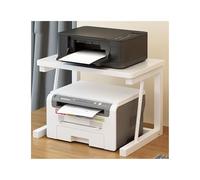 2Tier Rolling Printer Stand Cart Under Desk Printer Shelf for Home Office Mobile Printer Table & Scanner Organizer (White 38cm/14.97in)