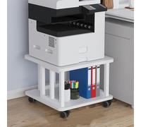 2Tier Rolling Printer Stand with Storage Shelf HeavyDuty Under Desk Cart for Home Office Movable Copier Holder Organizer (White 60 x 60 x 38 cm)