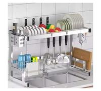 2Tier Stainless Steel Dish Drying Rack Over Sink SpaceSaving Kitchen Organizer 94 x 30 x 50 cm Countertop Storage Solution for Efficient Drying and Organization