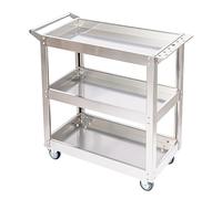 2Tier Stainless Steel Service Cart with Swivel Wheels Kitchen & Restaurant Utility Trolley Triple Layer Rolling Cart for Display & Laboratory Use