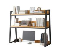 2Tier Trapezoidal BookcaseWooden & Metal Desktop Bookshelf Multipurpose Office Storage Rack Printer Stand for Home & Dorm Compact Display Organizer (55x32x90CM)