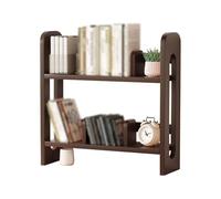 2Tier Wood Desk Organizer ShelfMini Display Rack with 4 Adjustable Baffles for Home School & Office UseDesktop Book Storage Solution