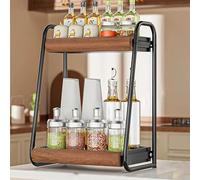 2Tier Wooden Coffee Pod Storage RackSpaceSaving Kitchen Counter Shelf Organizer for Home & Office Coffee Bar Black 30cm/11.8in Perfect for Tea & Accessories