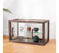 2Tier WooPastDisplay Case Countertop Cake Showcase & Collectibles Sto Cabinet with s Doors (Brown) Perfect for eries & Cafés