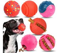 2TRUL Dog Balls 6 Pack, Puppy Toys for Small and Medium Dogs, Interactive Dog Fetch Ball, Squeaky Chew Toys for Teeth/Slow Feeder/IQ Training/Playing, Dog Toys to Keep them Busy (Red)