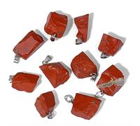 2TTFishoo 10pcs Irregular Raw Natural Rock Stone Pendant Healing Crystal Chakra Gemstone Charms for Jewelry Making DIY Necklace Earrings Accessories Reiki, Gemstone, red stone