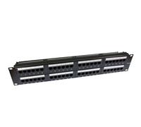 2U Patch Panel Cat5e RJ45 19 inch Rack Mountable 48 Port & Back Bar