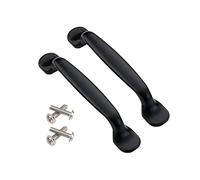 Qrity 2Units Black Aluminum Cabinet Door Drawer Handles Knobs Pull Handles Cupboard Closet Door Bow Shape Pull Handle (128MM)